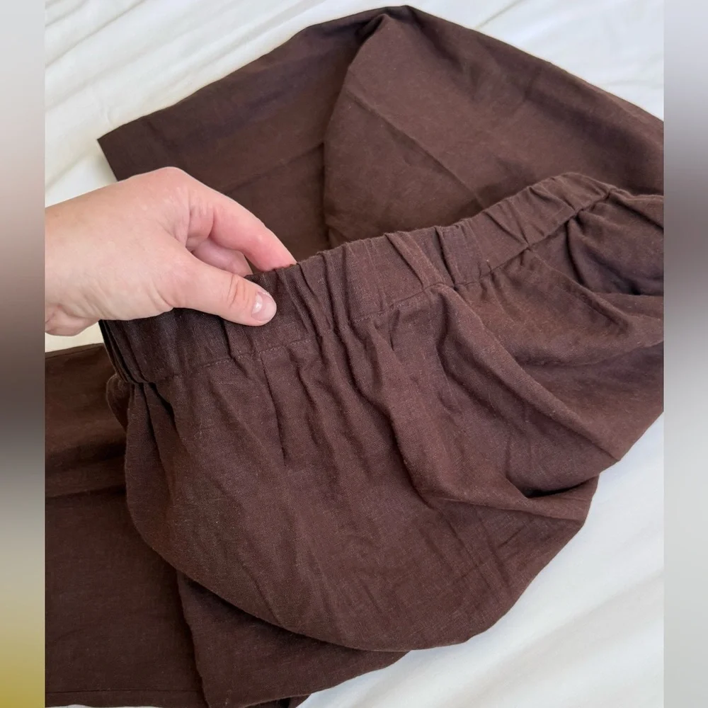 Vintage Sag Harbor Brown Linen Pants Size 16P – Relaxed Fit Capri/Ankle Length